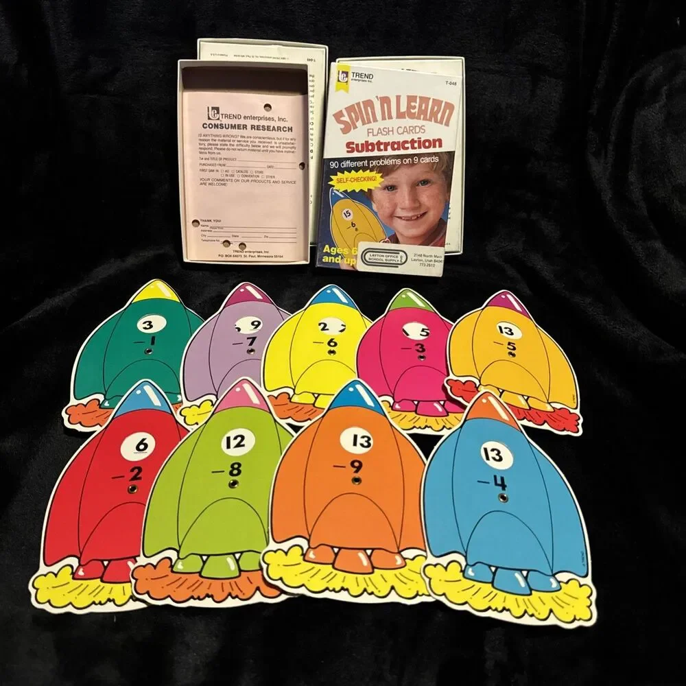 Vintage 1984 Spin 'N Learn Flash Cards Addition Subtraction Multiplication